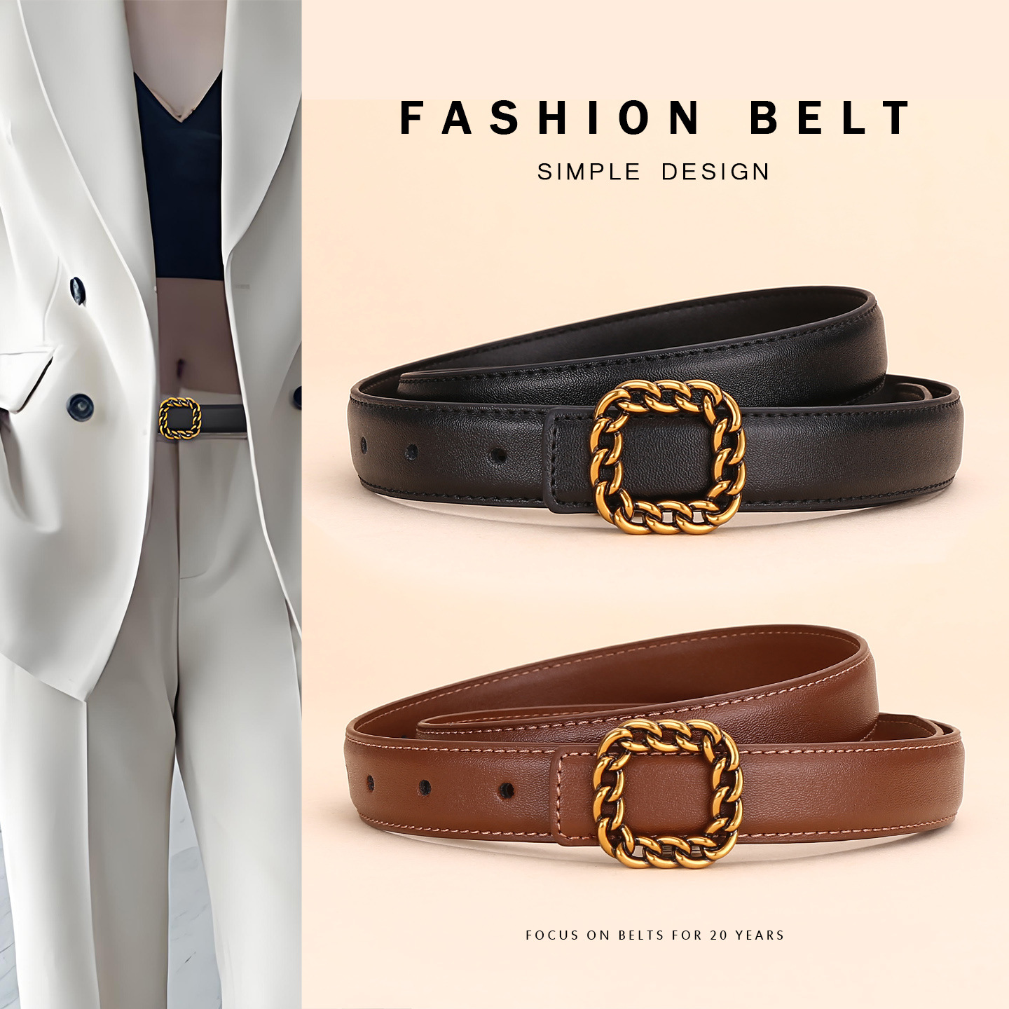 Ladies' Vintage Square Buckle  - Vintage Fashion Look recension och pris