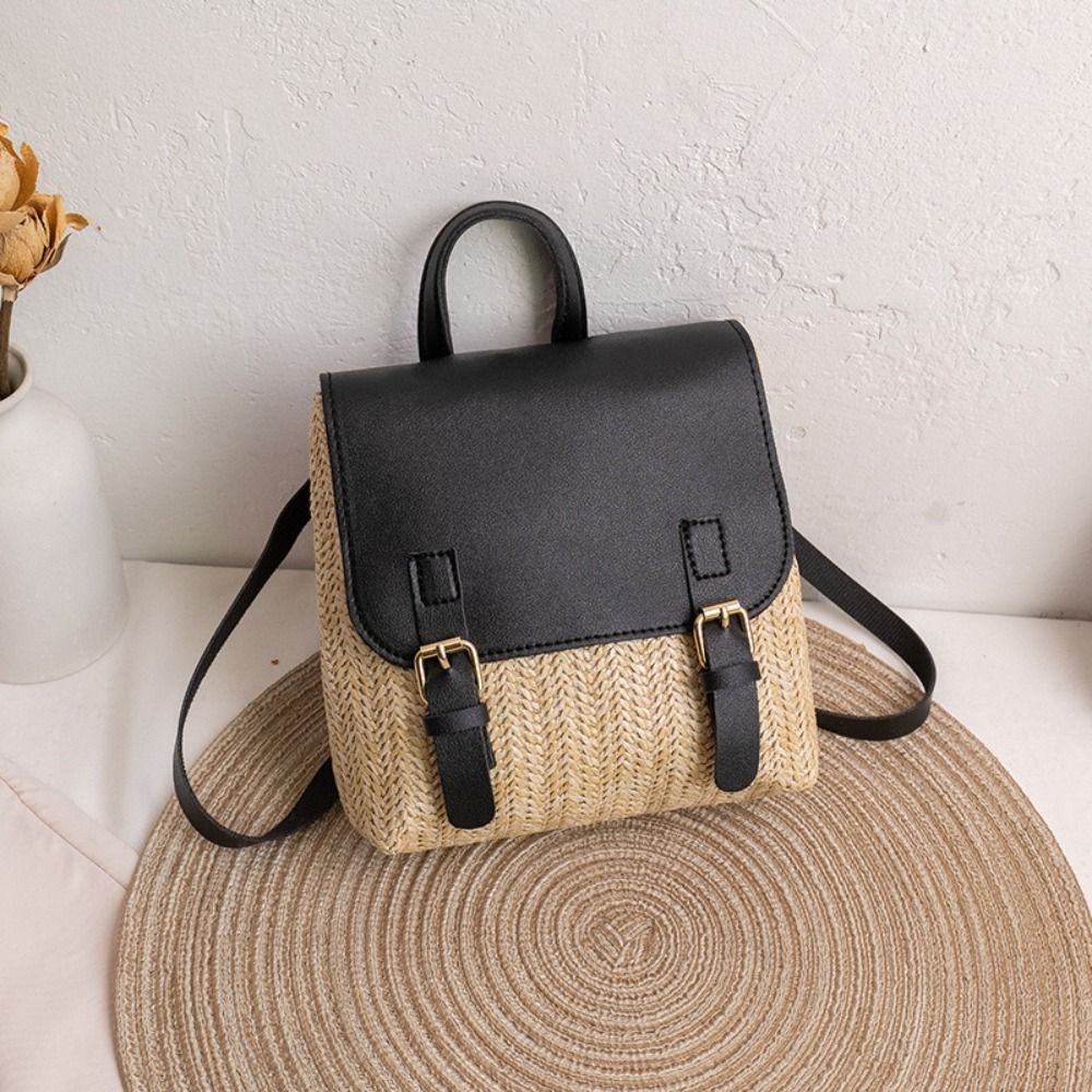 Versatile Bag PU Leather Straw - Vintage Fashion Look recension och pris