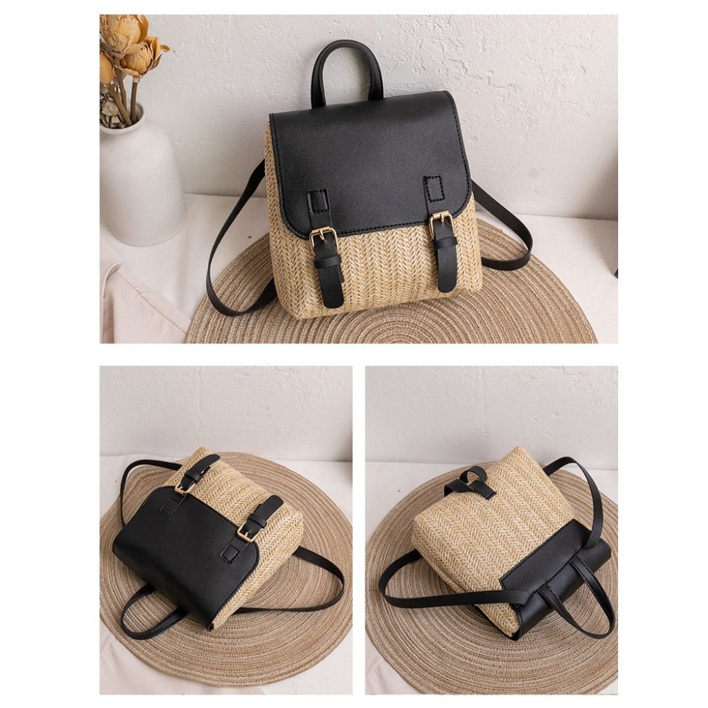 Versatile Bag PU Leather Straw - Vintage Fashion Look recension och pris