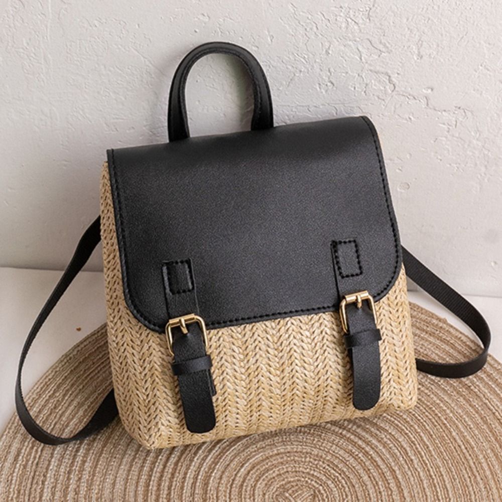 Versatile Bag PU Leather Straw - Vintage Fashion Look recension och pris