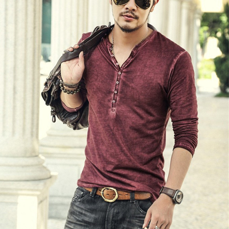 Vintage Distressed Men's V-Nec - Vintage Fashion Look recension och pris